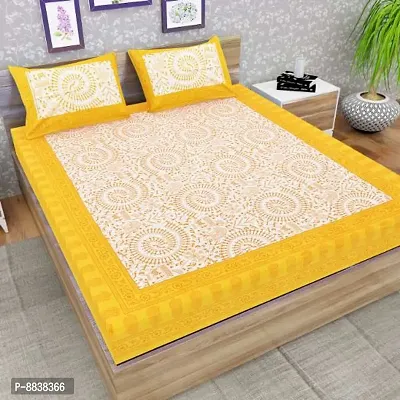 Comfortable Cotton Printed Double Bedsheet with Two Pillow Covers-thumb0