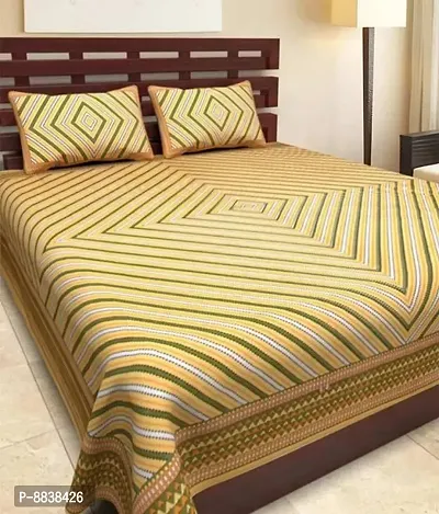 Comfortable Cotton Printed Double Bedsheet with Two Pillow Covers