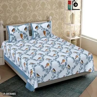 Comfortable Cotton Printed Double Bedsheet with Two Pillow Covers