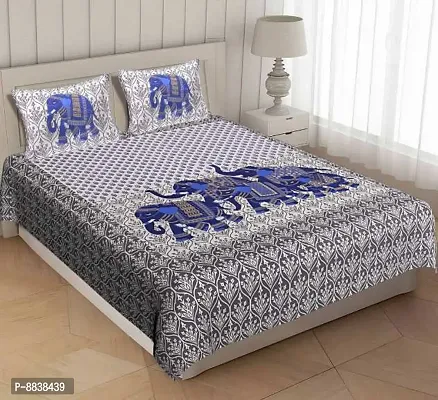 Comfortable Cotton Printed Double Bedsheet with Two Pillow Covers