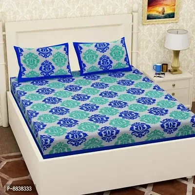 Comfortable Cotton Printed Double Bedsheet with Two Pillow Covers