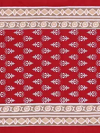 Monik Handicrafts Cotton Rajasthani Jaipuri Sanganeri Traditional King Size Double Bed Sheet with 2 Pillow Covers (Red)-thumb1