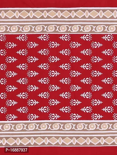 Monik Handicrafts Cotton Rajasthani Jaipuri Sanganeri Traditional King Size Double Bed Sheet with 2 Pillow Covers (Red)-thumb2