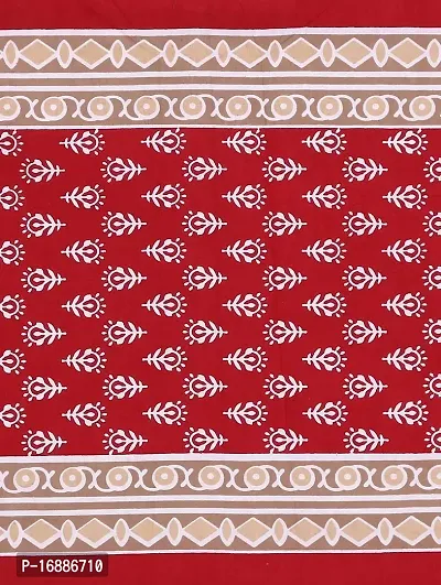 Halos tex 100% Cotton Rajasthani Jaipuri sanganeri Traditional King Size Double Bed Sheet with 2 Pillow Covers (Red)-thumb2