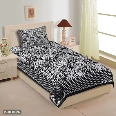 Monik Handicrafts Pure Cotton 144 TC Single Size Bed Sheet with 1 Pillow Cover - Bedsheet for Single Bed | Comfort and Style for Your Single Bed (Black-27, Cotton)