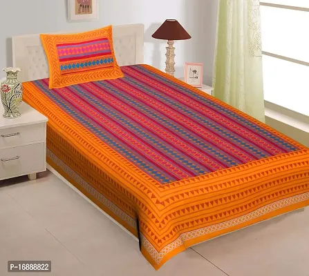 Monik Handicrafts 100% Cotton Rajasthani Jaipuri Traditional Single Bed Sheet with One Pillow Cover