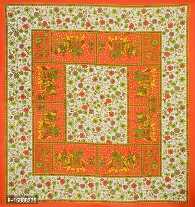 Monik Handicrafts 144 TC 100% Cotton Rajasthani Jaipuri Double Bedsheet with 2 Pillow Covers (Orange)-thumb5