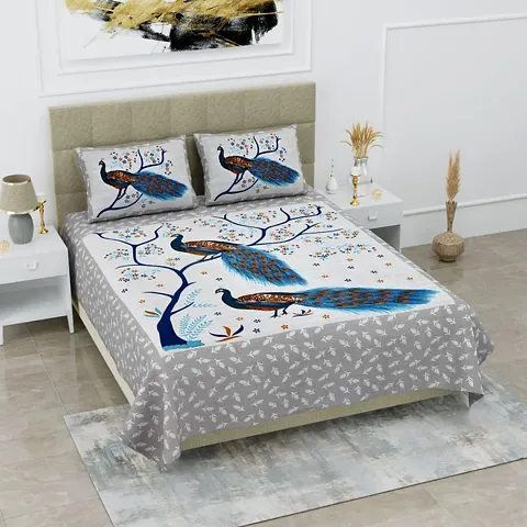 Printed Cotton Double Bedsheets (94*83 Inch)