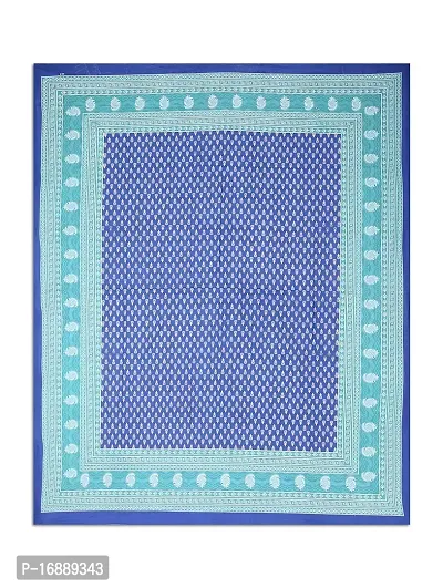 Monik Handicrafts 100% Cotton Rajasthani Jaipuri sanganeri Traditional King Size Double Bed Sheet with 2 Pillow Covers (Blue)-thumb4