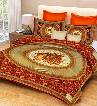 Monik Handicrafts Cotton 144 TC Bedsheet (Orange_Standard)-thumb3