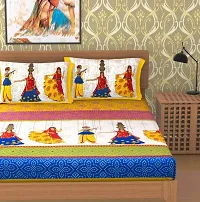 Monik Handicrafts Cotton 144 TC Bedsheet (Yellow_Standard)-thumb1