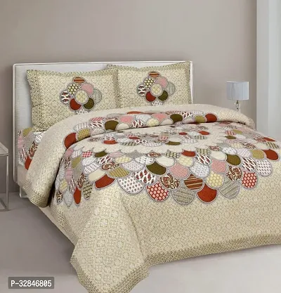 Comfortable Cotton Printed Double Bedsheet with Two Pillow Covers