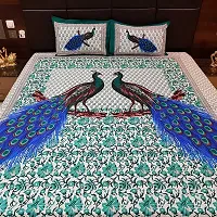 Monik Handicrafts Double Bedsheet Pure Cotton Sanganeri Rajasthani/Jaipuri Printed with Free 2 Pillow Covers,Size-(90 x 90 Inch) |Multicolor-thumb1