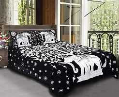 Monik Handicrafts Cotton 200 TC Bedsheet (Black  white_King)-thumb4