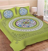 Monik Handicrafts Floral 144 TC Cotton Double Bedsheet with 2 Pillow Covers-thumb1