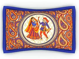 Monik Handicrafts Cotton Comfort Rajasthani Jaipuri Traditional King Size 1 Double Bedsheet with 2 Pillow Covers Dandiya Print (Blue)-thumb3