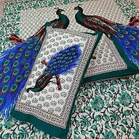 Monik Handicrafts Double Bedsheet Pure Cotton Sanganeri Rajasthani/Jaipuri Printed with Free 2 Pillow Covers,Size-(90 x 90 Inch) |Multicolor-thumb2