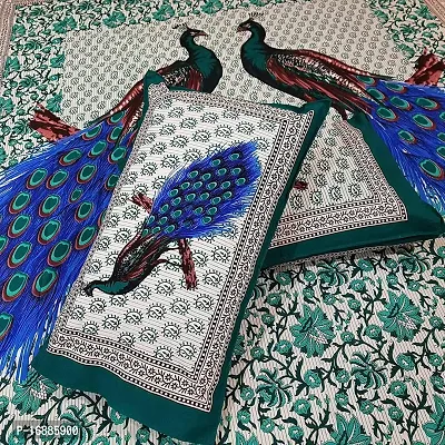 Monik Handicrafts Double Bedsheet Pure Cotton Sanganeri Rajasthani/Jaipuri Printed with Free 2 Pillow Covers,Size-(90 x 90 Inch) |Multicolor-thumb3