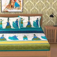 Monik Handicrafts Cotton 144 TC Bedsheet (Green_Standard)-thumb1