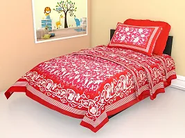 Monik Handicrafts Pure Cotton 144 TC Single Size Bed Sheet with 1 Pillow Cover - Bedsheet for Single Bed | Comfort and Style for Your Single Bed (Bright Maroon-33, Cotton)-thumb1