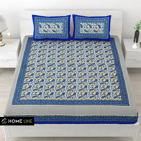 Cotton Printed 1 Double Bedsheet With 2 Pillow Covers