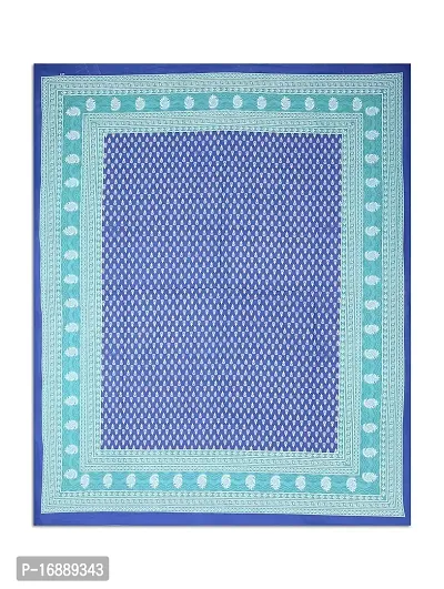 Monik Handicrafts 100% Cotton Rajasthani Jaipuri sanganeri Traditional King Size Double Bed Sheet with 2 Pillow Covers (Blue)-thumb2