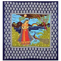 Monik Handicrafts 100% Cotton Rajasthani Tradition King Size Double Bedsheet with 2 Pillow Cover (Blue)-thumb4