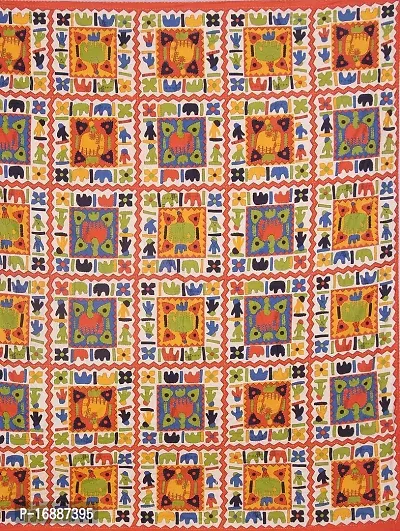 Monik Handicrafts Cotton 144 TC Bedsheet (Orange_King)-thumb3