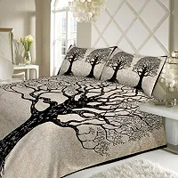 Monik's Oxy Life Tree Double Bedsheet King Size Jaipuri Rajashani 100% Cotton Multicolor - Black,Double-thumb4