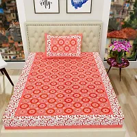 Monik Handicrafts?Cotton Printed 144 TC Single Bed Sheet(Size-90 inch x 60 inch) with Pillow Cover(Size-18 inch X 28 inch)-thumb1