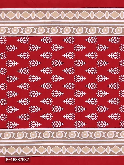 Monik Handicrafts Cotton Rajasthani Jaipuri Sanganeri Traditional King Size Double Bed Sheet with 2 Pillow Covers (Red)-thumb4