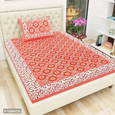 Monik Handicrafts?Cotton Printed 144 TC Single Bed Sheet(Size-90 inch x 60 inch) with Pillow Cover(Size-18 inch X 28 inch)-thumb0