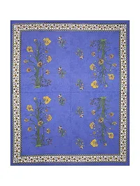 Monik Handicrafts Cotton King Size Jaipuri bedsheet with 2 Pillow Cover (90x108) (Blue)-thumb2