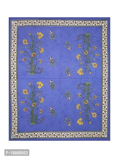 Monik Handicrafts Cotton King Size Jaipuri bedsheet with 2 Pillow Cover (90x108) (Blue)-thumb3