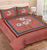 Monik Handicrafts 100% Cotton Rajasthani Jaipuri sanganeri Traditional King Size Double Bed Sheet with 2 Pillow Covers (Blue)-thumb2