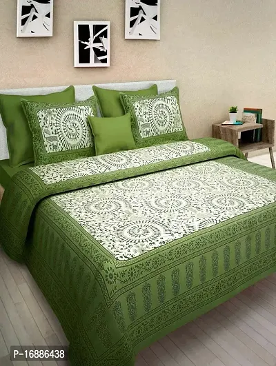 Tushar Enterprises 100% Rajasthani Jaipuri Traditional 1 Double Bedsheets with 2 Pillow Cover
