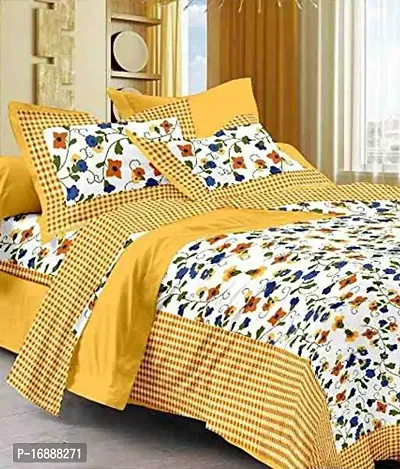 Monik Handicrafts Double Bedsheet Pure Cotton Rajasthani/Jaipuri Printed with 2 Pillow Covers,Size-(90 x 108 Inch) |Multicolor-thumb0