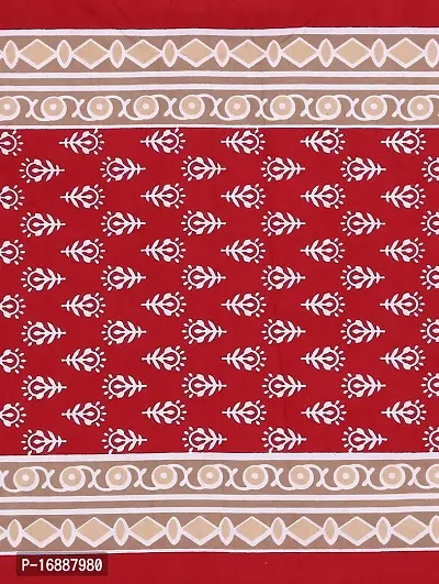 Monik Handicrafts Cotton 144 TC 100% Cotton Double Bedsheet with 2 Pillow Covers - Red-thumb2