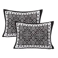 Monik Handicrafts 100% Cotton Rajasthani Jaipuri sanganeri Traditional King Size Double Bed Sheet with 2 Pillow Covers (Black)-thumb3