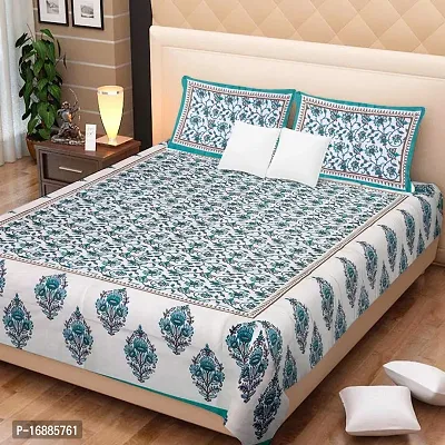 Bright Cotton Double Bed Sheet Cotton Green Abstract Printed 90 x 108 In ACERE-906-thumb0