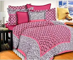 Monik Handicrafts 100% Cotton Rajasthani Jaipuri sanganeri Traditional King Size Double Bed Sheet with 2 Pillow Covers (Pink, Queen)-thumb1