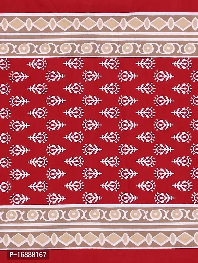 Monik Handicrafts Cotton Jaipuri King Size Double Bedsheet with 2 Pillow Cover (Red)-thumb5