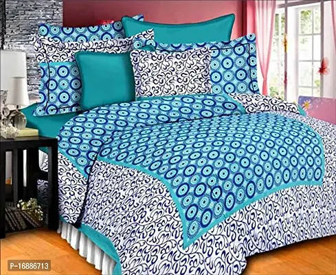 Monik Handicrafts Double Bedsheet Pure Cotton Rajasthani/Jaipuri Printed with 2 Pillow Covers,Size-(90 x 108 Inch) |Multicolor-thumb0