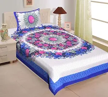 Monik Handicrafts?Comfort Rajasthani Jaipuri Traditional Sanganeri Print 144 TC 100% Cotton Single Bedsheet with 1 Pillow Covers-thumb2