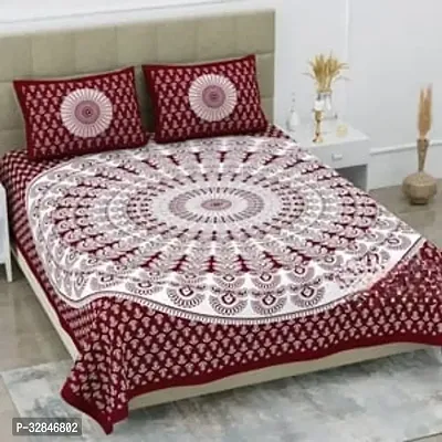 Comfortable Cotton Printed Double Bedsheet with Two Pillow Covers-thumb0