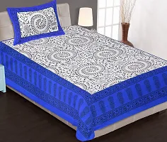 Monik Handicrafts 100% Cotton Rajasthani Jaipuri Traditional Single Bed Sheet with One Pillow Cover-thumb2