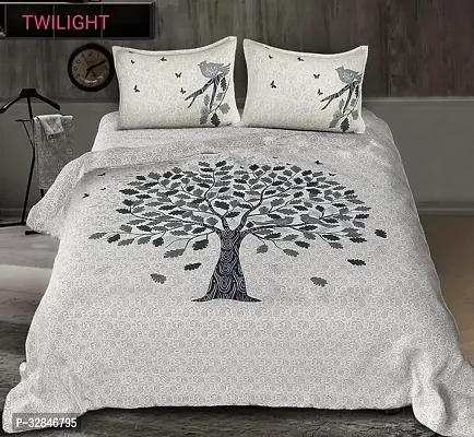 Comfortable Cotton Printed Double Bedsheet with Two Pillow Covers