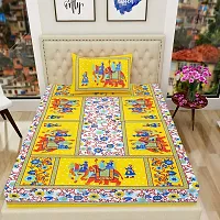 Monik Handicrafts?Cotton Printed 144 TC Single Bed Sheet(Size-90 inch x 60 inch) with Pillow Cover(Size-18 inch X 28 inch)-thumb1