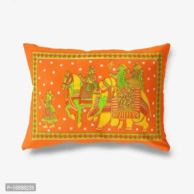 Monik Handicrafts 144 TC 100% Cotton Rajasthani Jaipuri Double Bedsheet with 2 Pillow Covers (Orange)-thumb3