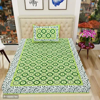 Monik Handicrafts Cotton Printed 144 TC Single Bed Sheet(Size-90 inch x 60 inch) with Pillow Cover(Size-18 inch X 28 inch)-thumb2